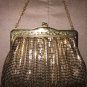 Vintage Whiting & Davis Gold Metal Mesh Evening Purse w/ Filigree Frame