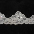 Ivory heavily Beaded Alencon Lace Border Trim