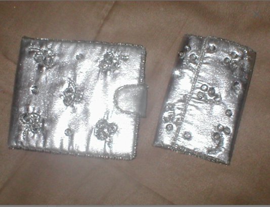 1960's Vintage Beaded Silver Wallet & Key Case Set