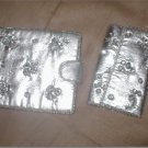 1960's Vintage Beaded Silver Wallet & Key Case Set