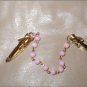 Vintage 1950's gold & pink pearl Sweater Guard Clip Chain