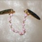 Vintage 1950's gold & pink pearl Sweater Guard Clip Chain