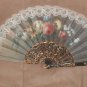 Vintage Floral Print and Lace Hand Fan