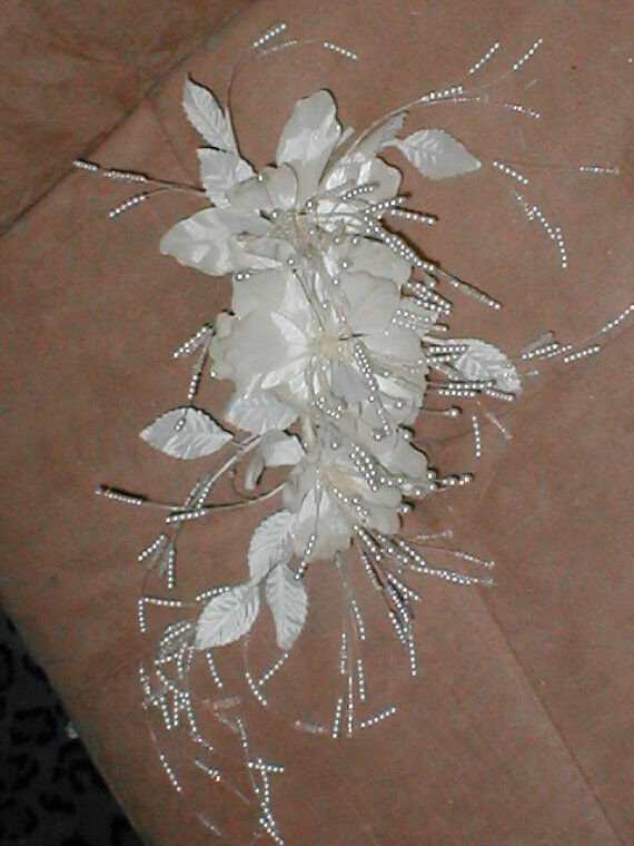 COUTURE Handmade Floral Spray on Comb Headpiece