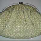 Vintage 1940's Beaded Beige Silk Clutch Purse with Lucite Frame