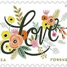 USPS Forever  Postage Stamps Contemporary LOVE Flower Wedding Invitation Stamps (100 Stamps)