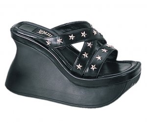 Womens Platform Star Studded Slides