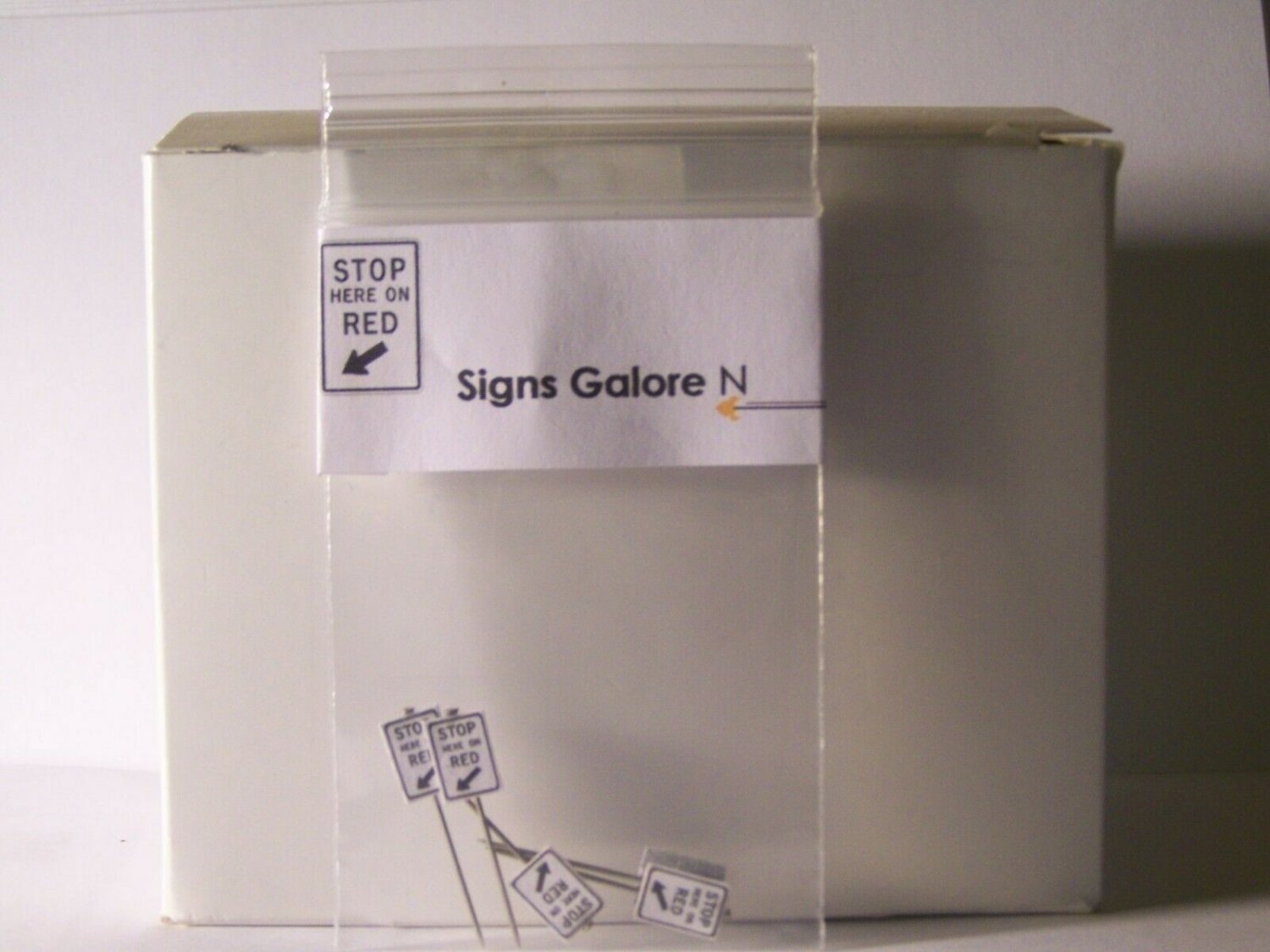 "New" Model Train 5 "Stop here on Red" signs N scale for Layout Details
