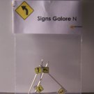 "New" Model Train 5 Left Curve Ahead Street signs N scale Layout Details