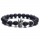 Fashion Lava Natural Stone Beads Bracelet For Women Men Man Crystal Crown Hand Bracelets Jewelry
