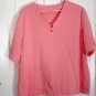 Coral V-Neck Summer Woman's Top Blouse Size 1X  #900452