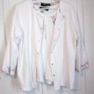 Size XL  White Sag Harbour Summer Woman's Top Blouse and 3/4 Sleeve Jacket #900453