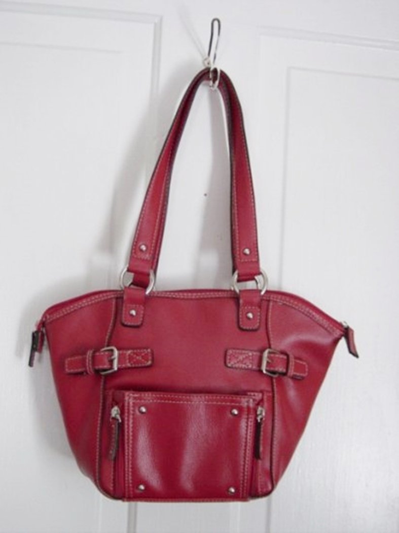 Women's St. John's Bay Supple Red Vinyl Handbag Purse #900211