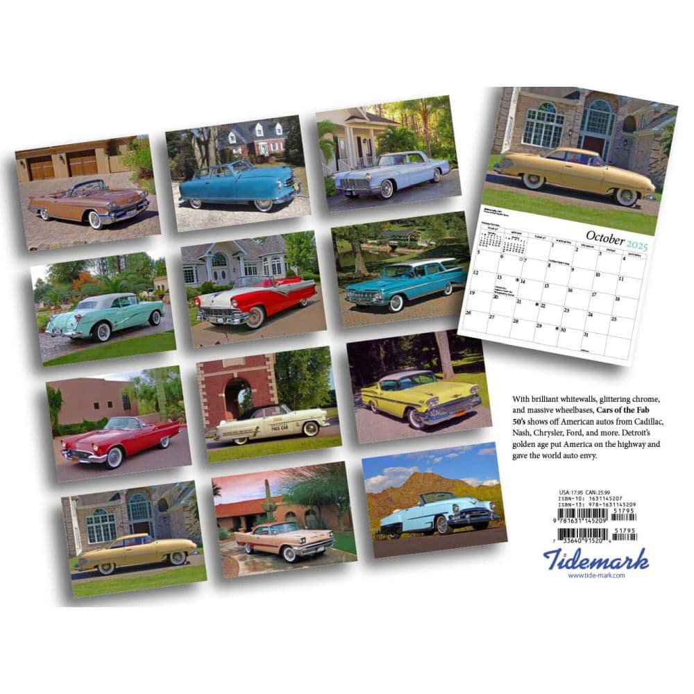 Cars of the Fab 50s 2025 Wall Calendar