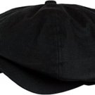 Black Classic Men's Linen 8 Panel Applejack Gatsby Newsboy Ivy Hat Spring