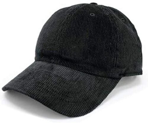 Black Solid Corduroy 100% Cotton Vintage Unisex Baseball Polo Trucker