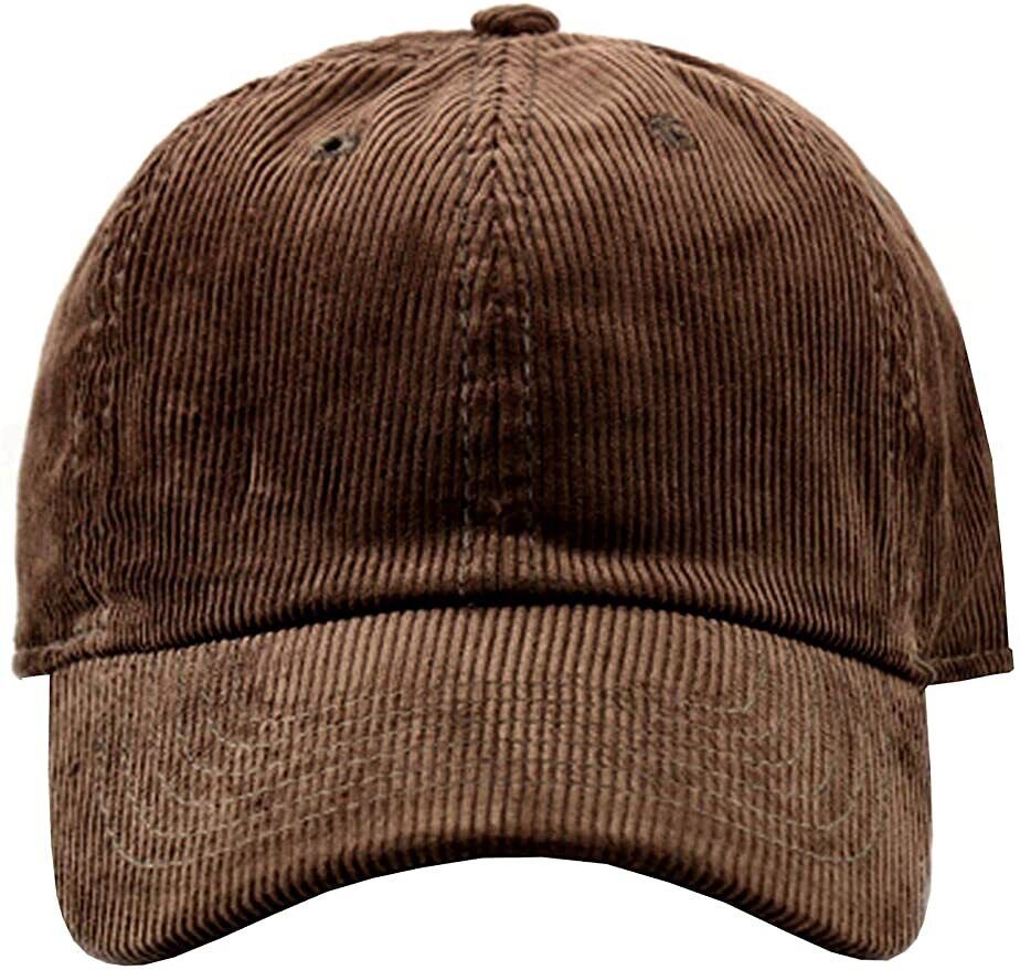 Mocha Solid Corduroy 100% Cotton Vintage Unisex Baseball Polo Trucker