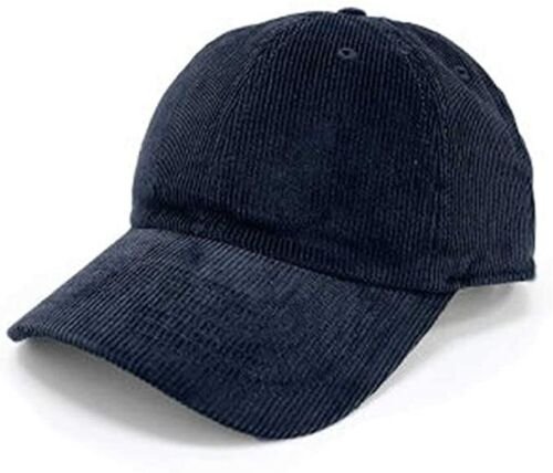 Navy Blue Solid Corduroy 100% Cotton Vintage Unisex Baseball Polo Trucker