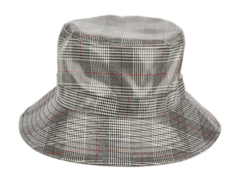 Plaid Black White Orange Weather Rain Waterproof Bucket Bush Fisherman Hiking Wide Brim Cap Hat