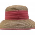 Coral Women's Packable Wide Brim Paper Straw Floppy Hat SPF50 Protection Bow Ribbo