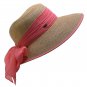 Coral Women's Packable Wide Brim Paper Straw Floppy Hat SPF50 Protection Bow Ribbo