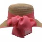 Coral Women's Packable Wide Brim Paper Straw Floppy Hat SPF50 Protection Bow Ribbo