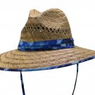 Hawaiian Men's Straw Sun Lifeguard Beach Hat Raffia Wide Brim Vented