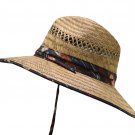 Malibu Men's Straw Sun Lifeguard Beach Hat Raffia Wide Brim Vented