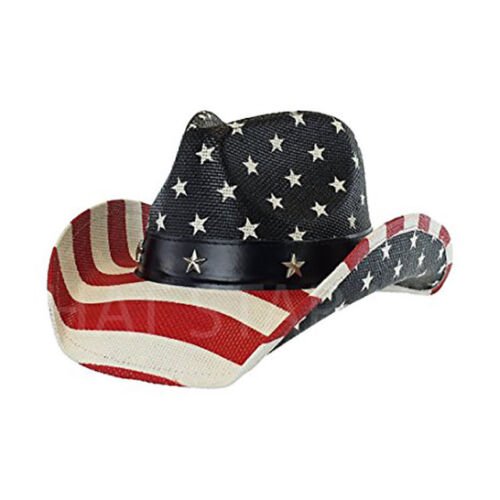 USA Flag Men's Vintage Shape-It Brim Cowboy Hat w/ Western