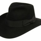 Black S/M Premium Wool Felt Indiana Jones Fedora Hat w/Grosgrain Band Crushable Outback