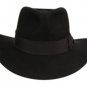 Black S/M Premium Wool Felt Indiana Jones Fedora Hat w/Grosgrain Band Crushable Outback
