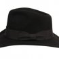 Black S/M Premium Wool Felt Indiana Jones Fedora Hat w/Grosgrain Band Crushable Outback