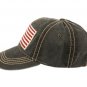Black Washed Cotton Baseball Cap With American Flag Patch