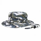 Blue Camo Safari Camouflage Washed Hunting Hat W/ Self Fabric Chin Cord Bucket hat Large