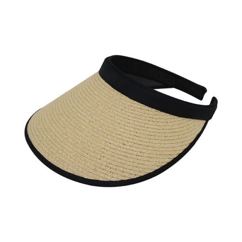 Paper Khaki Visor Sun Plain Hat Sports Cap Colors Golf Tennis Beach Clip-On Summer