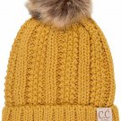 Mustard Toddler Kids Genuine Ages 2-7 Sherpa Lining Pom Thick Knit Beanie Hat