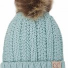 Mint Toddler Kids Genuine Ages 2-7 Sherpa Lining Pom Thick Knit Beanie Hat