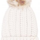 Ivory Toddler Kids Genuine Ages 2-7 Sherpa Lining Pom Thick Knit Beanie Hat