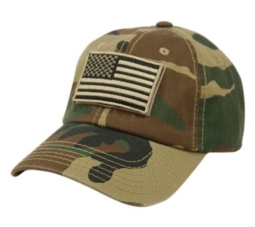 Camo Green Camouflage Constructed Special Tactical Operator Forces USA Flag Patch Hat Cap