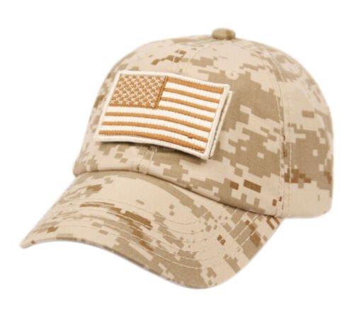 Digital Brown Camouflage Constructed Special Tactical Operator Forces USA Flag Patch Hat Cap
