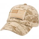 Digital Brown Camouflage Constructed Special Tactical Operator Forces USA Flag Patch Hat Cap