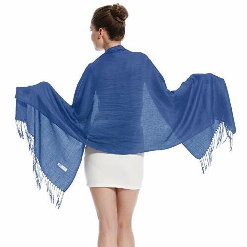 Denim Blue Pashmina Large Soft Plain Shawl Wrap Scarf for Women