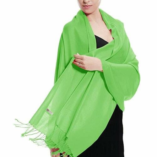 Light Green Pashmina Large Soft Plain Shawl Wrap Scarf for Women