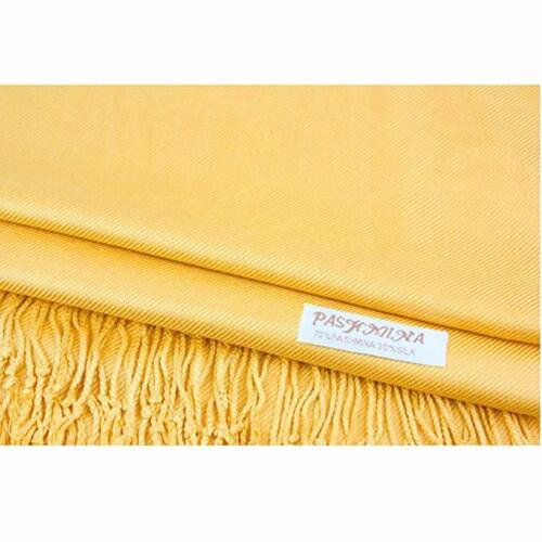 Yellow Pashmina Large Soft Plain Shawl Wrap Scarf for Women