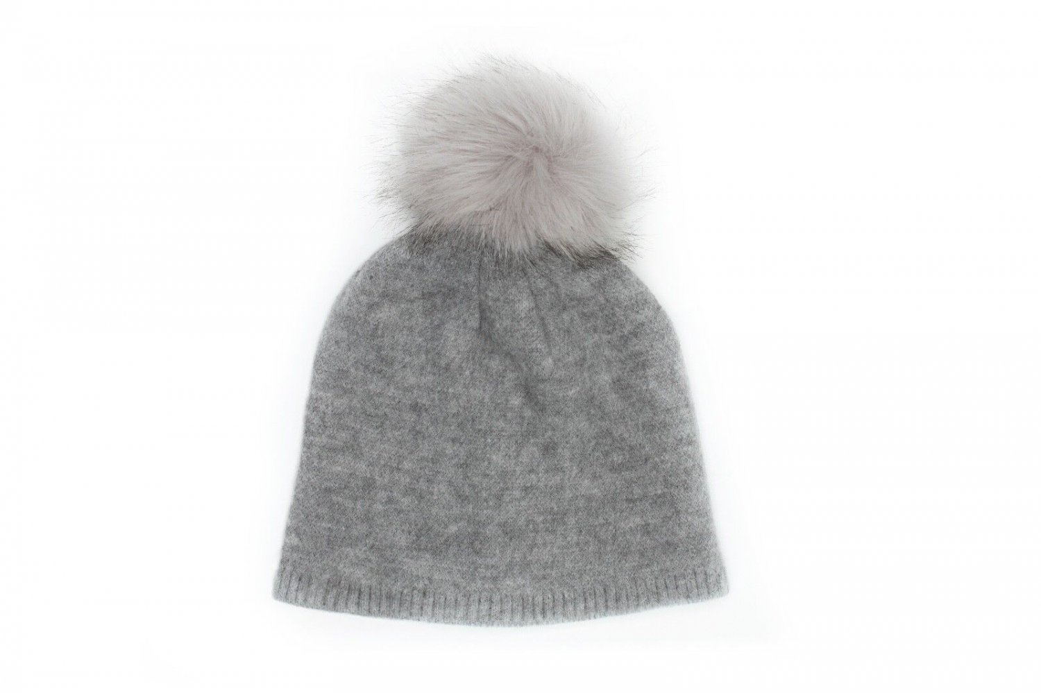 Light Melange Gray New Super Soft Faux Fur pom pom Winter Hat Beanie Cap Cute Cold