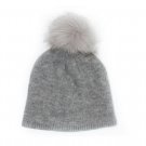 Light Melange Gray New Super Soft Faux Fur pom pom Winter Hat Beanie Cap Cute Cold