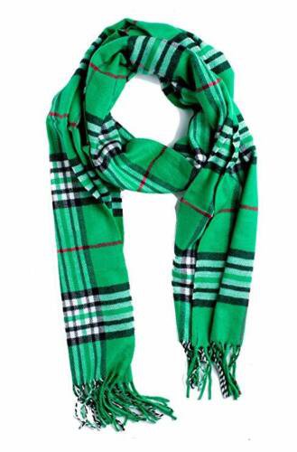 Plaid Kelly Green Classic Luxurious Soft Cashmere Feel Unisex Winter Scarf in Checks and Plaid