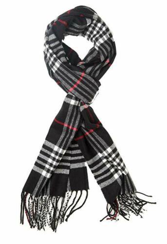 Plaid Black Classic Luxurious Soft Cashmere Feel Unisex Winter Scarf in Checks and Plaid