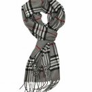 Plaid Gray Classic Luxurious Soft Cashmere Feel Unisex Winter Scarf in Checks and Plaid