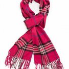 Plaid Hot Pink Classic Luxurious Soft Cashmere Feel Unisex Winter Scarf in Checks and Plaid